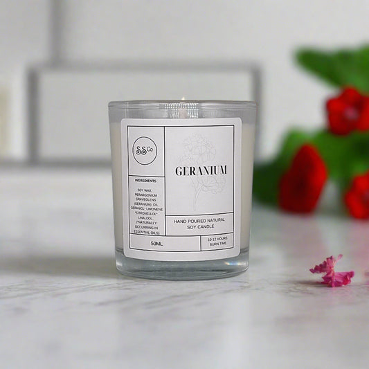 geranium soy candle 9cl