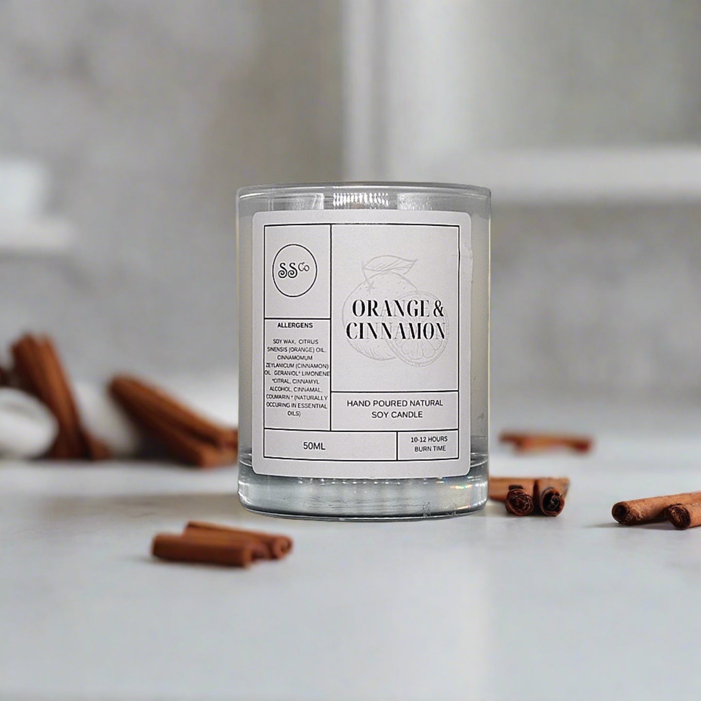 orange and cinnamon soy candle 9cl