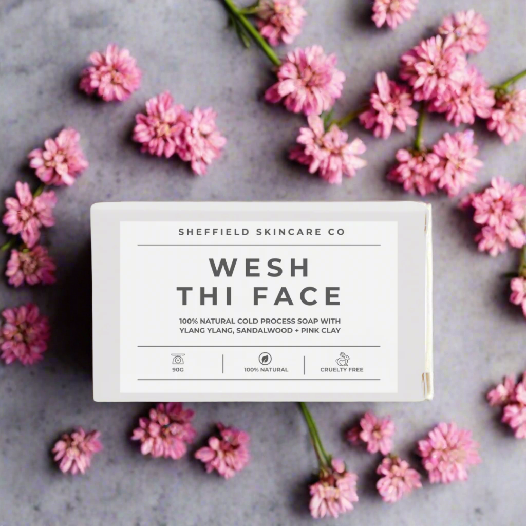 Sheffield Skincare Co soap bar packaging on a white background