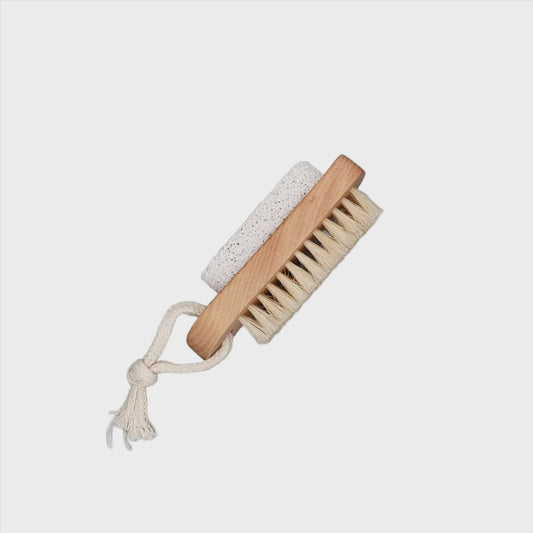 wooden nail brush with pumice